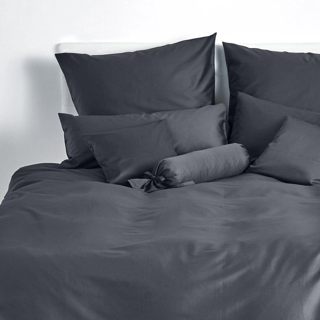 Traumschlaf Uni Mako-Satin Kissenbezüge 50x50 cm titan
