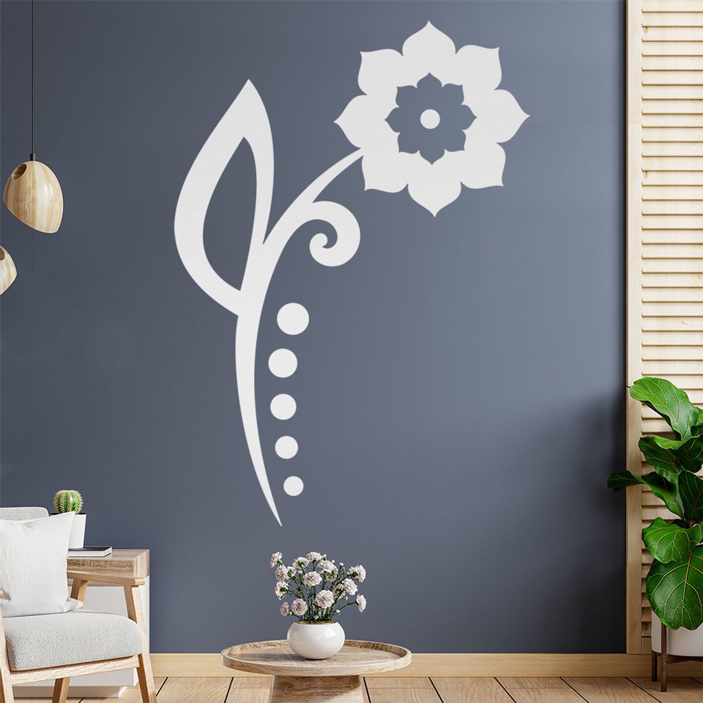 Blume - Linien Punkte Wandtattoo in 6 Größen - Wandaufkleber Wall Sticker - Dekoration, Küche, Wohnzimmer, Schlafzimmer, Badezimmer