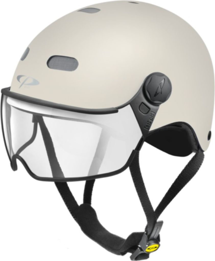 CP Carachillo Urban Fahrradhelm mit Visier (clear) Gr. L (58-60 cm) - Radhelm Bikehelm Schutzhelm Fahrrad Bike Helm Unisex stone soft touch