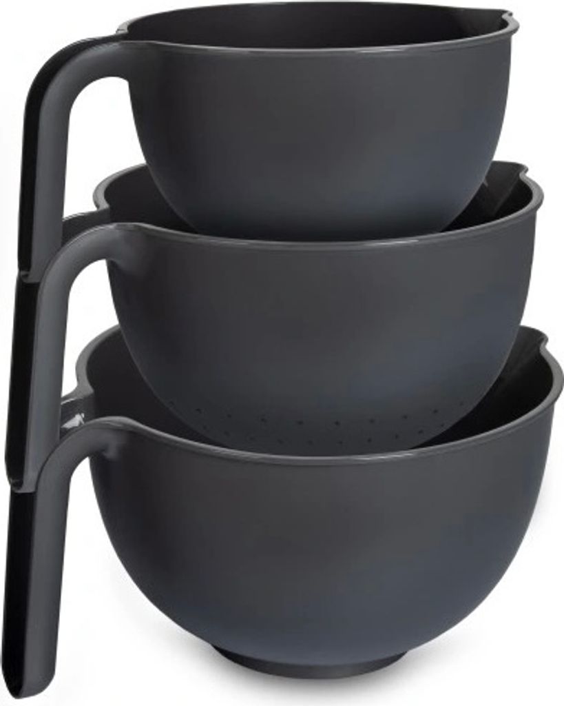 Conjunto de 2 cuencos de cocina con colador y asa – Gris Imagen del producto 