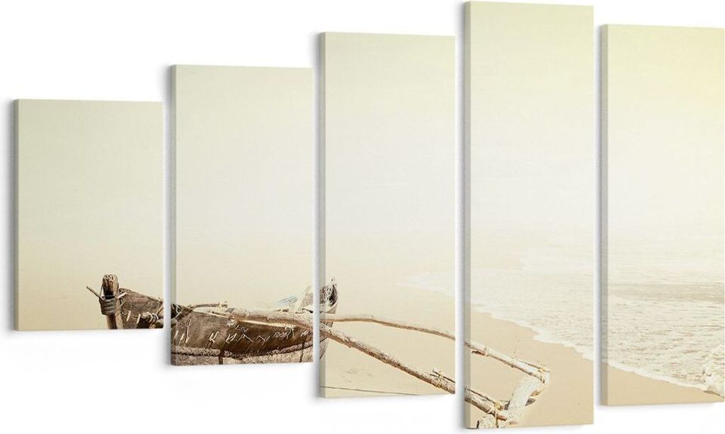 Bild auf Leinwand - Leinwandbild - 5 Teile - £ódŸ Wrack Meer - 100x60cm - Wand Bild - Wanddeko - Wandbilder - Leinwanddruck - Bilder - Wanddekor...