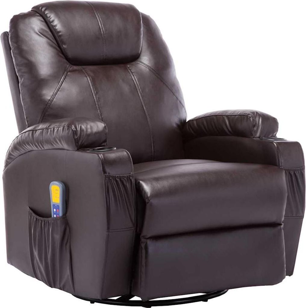 vidaXL Massage-Schaukelsessel Braun Kunstleder