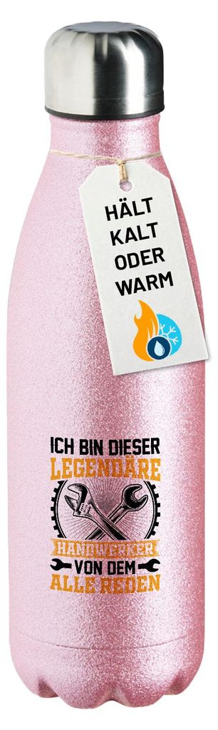 Huuraa Trinkflasche Ich bin dieser legendäre Handwerker von dem alle reden 500ml Pink Edelstahl Wasserflasche Trinkflasche Geschenkidee