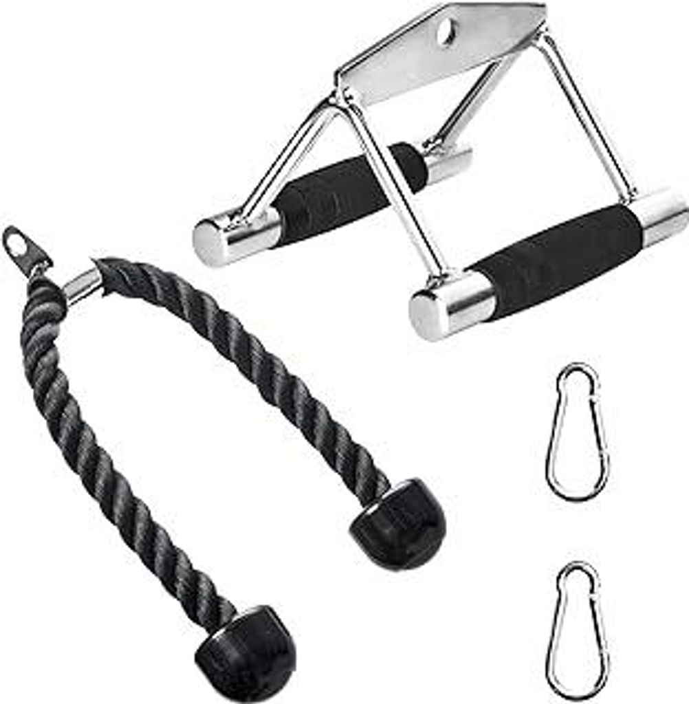 Kabelzug Griffe Trizepsseil Set, Rudergriff Trizeps Seil Kabel Latzug Griff für Home Gym Bodybuilding Arm Schulter Krafttraining