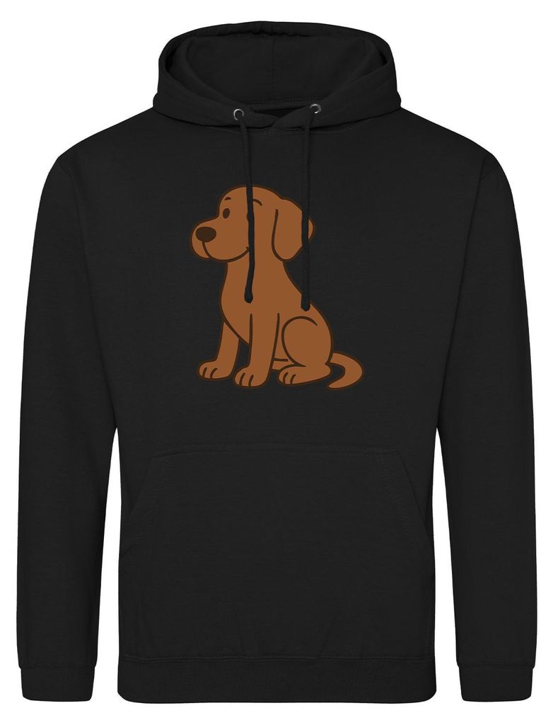 Huuraa Uni Hoodie brauner Labrador Retriever Chocolate Labi Comic XXL Deep Black Vegan Sweatshirt Geschenkidee