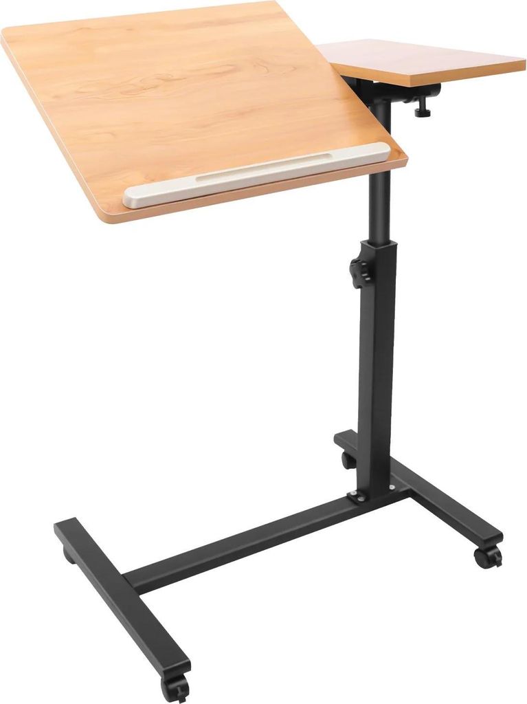 Mobiler Laptop-Tisch - Rollbarer Computertisch - Rechteckig - MDF & Stahl - Mit Rollen - Zum Montieren - Khaki
