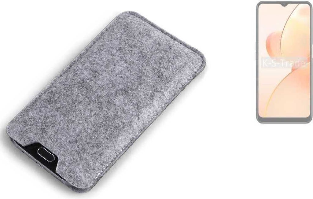K-S-Trade Filz Handyhülle kompatibel mit Realme C31 Schutzhülle Filztasche Filz Tasche Case Sleeve Handy Hülle Filzhülle grau