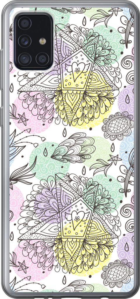 MuchoWow Handyhülle Schutzhülle Hülle für Telefoonhoesje Samsung Galaxy A52 5G Mädchen - Blumen - Sterne - Muster - Mädchen - Kinder - Kind...