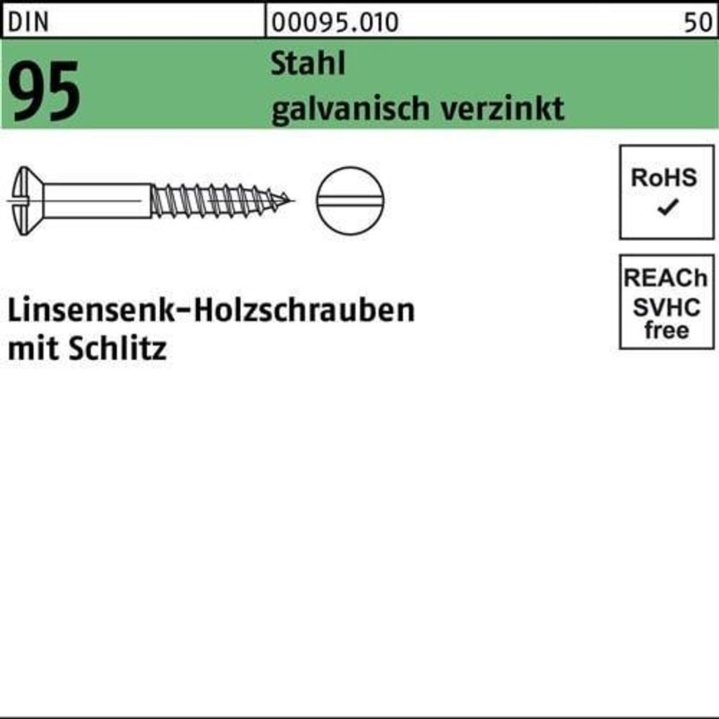 Reyher Holzschrauben DIN 95 Stahl 2 x 20 galv. vz (500 Stück)