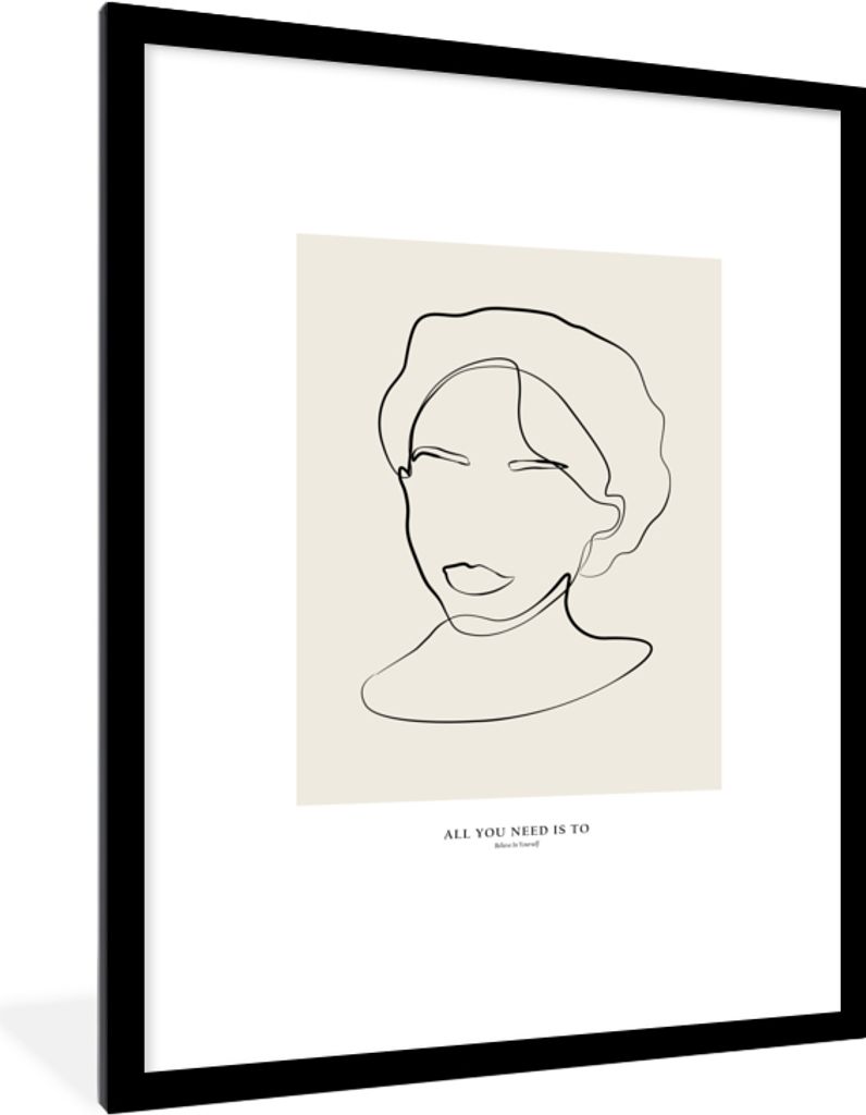 MuchoWow Gerahmtes Poster Text - Zitate - Strichzeichnungen - Frauen 60x80 cm - Poster mit Schwarzem Bilderrahmen Wandposter Rahmen Foto Bilder -...