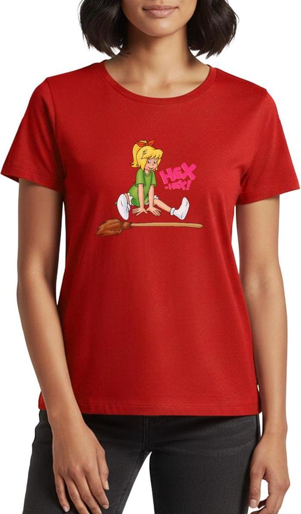 Spreadshirt Bibi Blocksberg Hex-Hex Flieg Los Kartoffelbrei Frauen Premium T-Shirt, 3XL, Rot