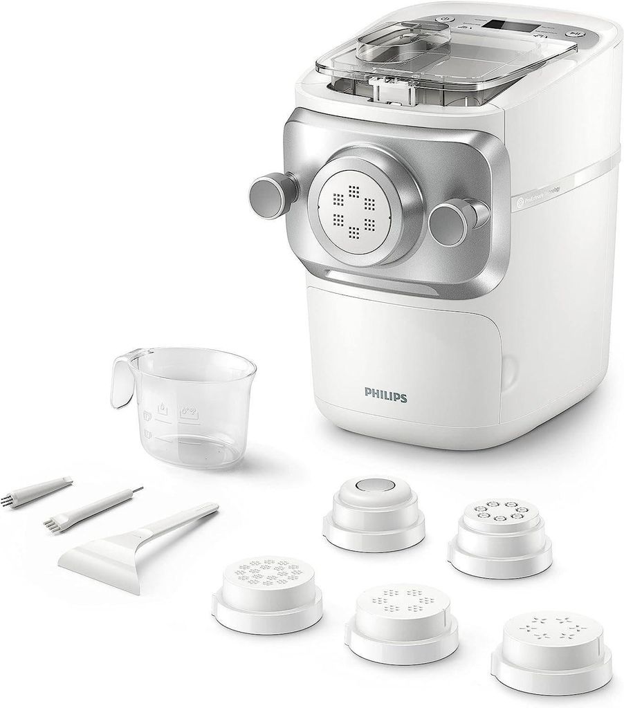 Philips Nudelmaschine Serie 7000,Weiß,Nudelmaschine,Elektrisch,Nudel Maschine,Pastamaker, 200,00 W, Pasta Maschine,Nudel herstellen,mit Formscheiben