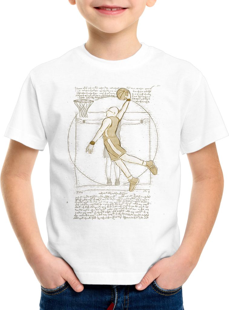 style3 Vitruvianischer Basketballspieler Kinder T-Shirt ballsport vinci mensch
