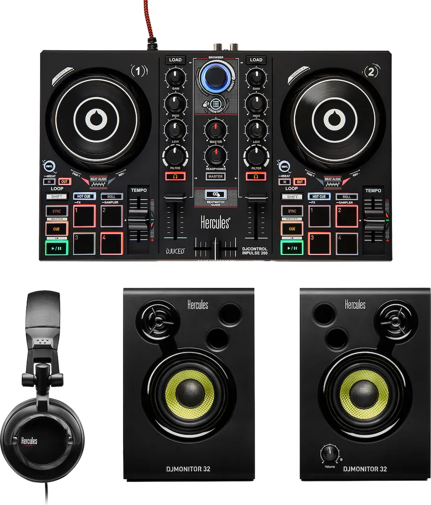 Hercules DJ Learning Kit 4780900 - Pack Contrôleur DJ Complet pour Débuter