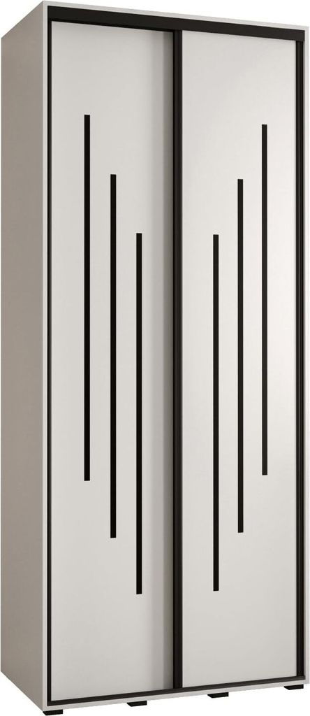MEBLE KRYSPOL Cannes 8 Schrank mit 2 Schiebetüren - 205,2x120x45 cm - Weiß Weiß Schwarz