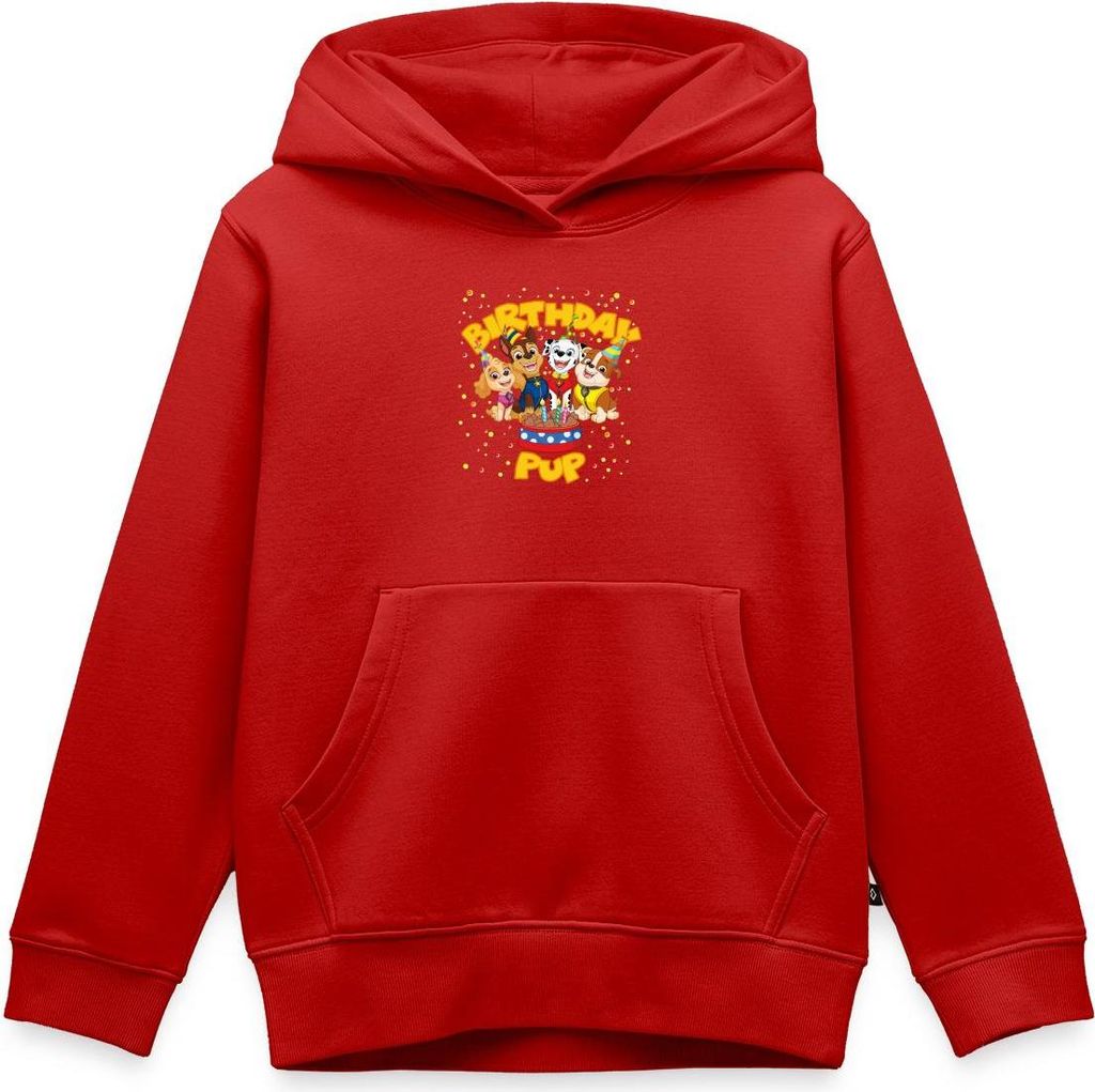 Spreadshirt Paw Patrol 'Birthday Pup' Geburtstags-Design Kinder Premium Hoodie, 98/104 (2 Jahre), Rot