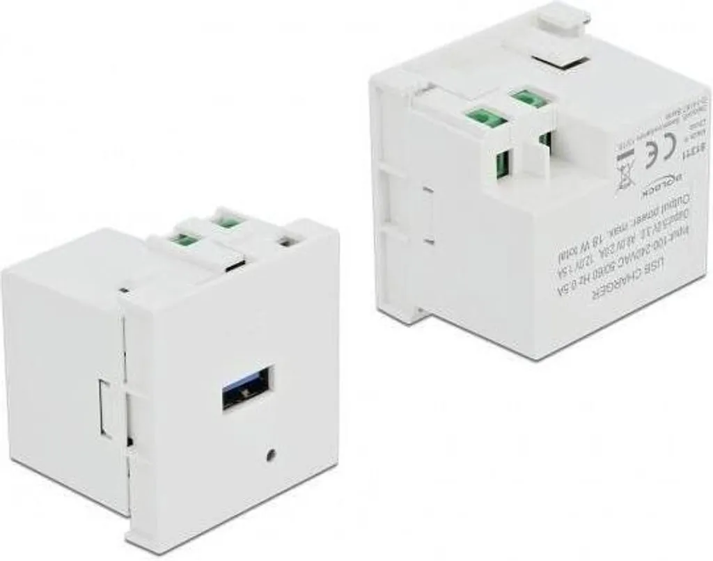 Chargeur USB Mural pour Goulotte Easy 45 Blanc Connecteur Borne à Vis