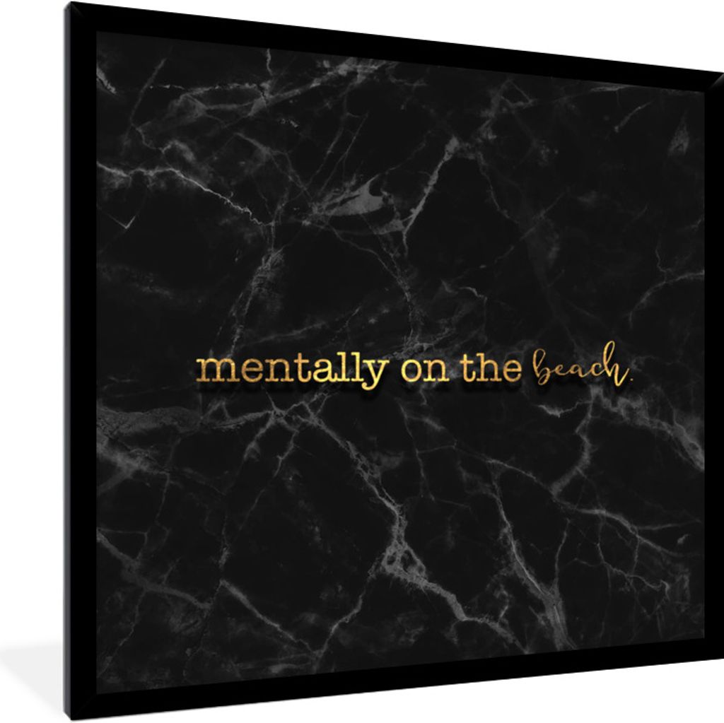 MuchoWow Gerahmtes Poster Zitat - Strand - Gold - Marmor 40x40 cm - Poster mit Schwarzem Bilderrahmen Wandposter Rahmen Foto Bilder - Mit Rahmen ...