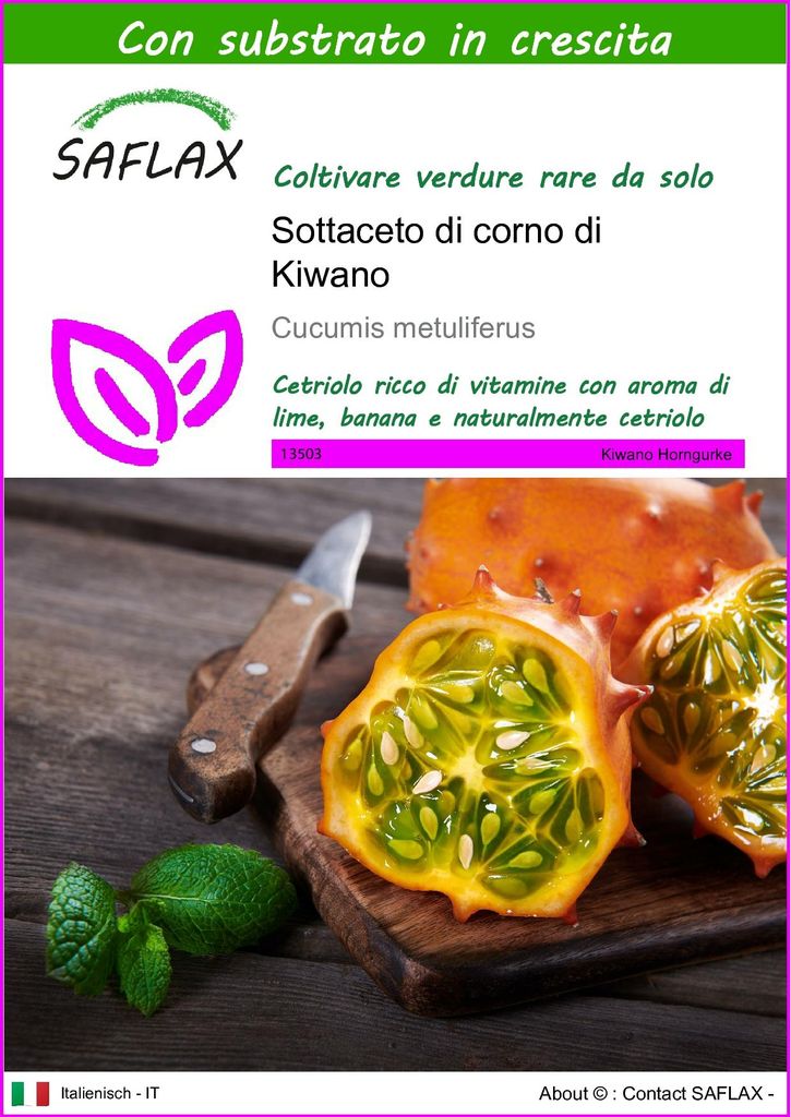 SAFLAX  - Sottaceto di corno di Kiwano - 10 semi - Con Immagine del prodotto 