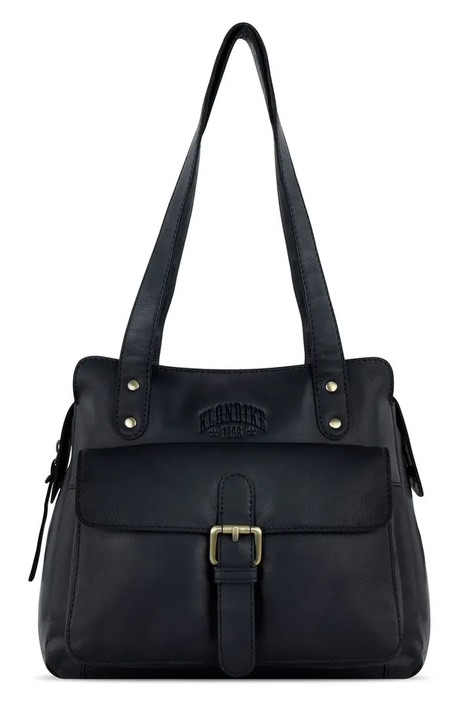 KLONDIKE 1896 Rush Zoe: Borsa a Tracolla in Vera Pelle Nera per Donna