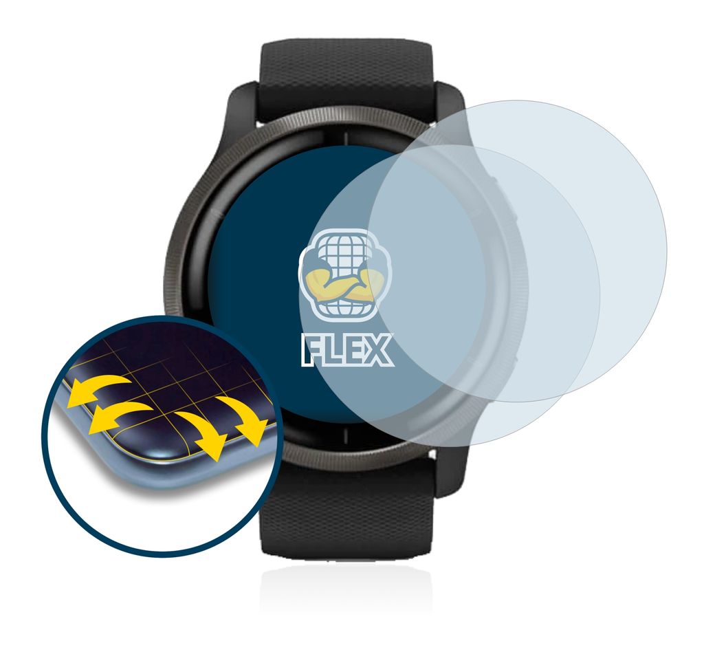 BROTECT 2er Pack Displayschutzfolie Für Garmin Venu 4 (45mm) - 3D Curved Anti-Fingerprint