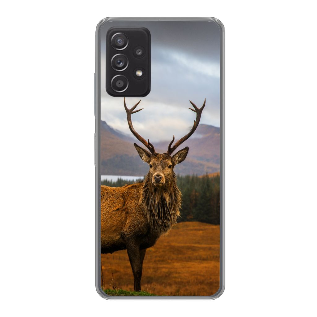 MuchoWow Handyhülle Schutzhülle Hülle für Samsung galaxy a73 Hirsche - Berge - Wasser - Landschaft - Tiere - Bäume Silikon Softcase Handy H...