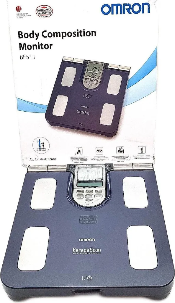Bilancia Elettronica Omron BF511: Design Quadrato e Precisione Blu - 30