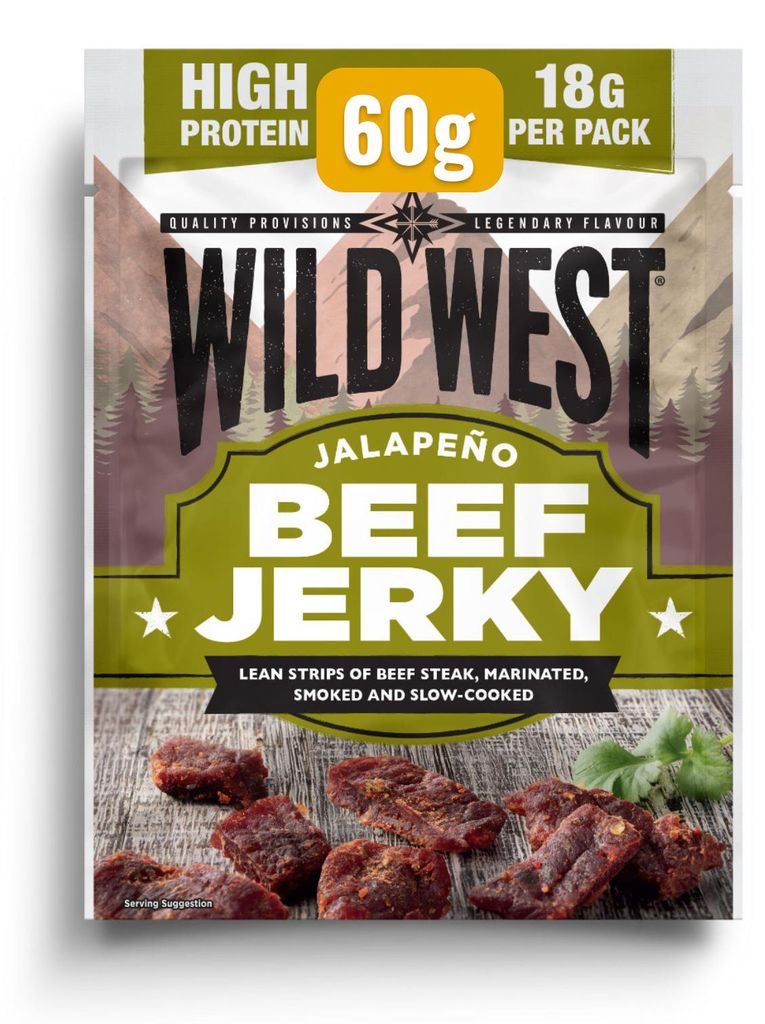 Wild West Jalapeño Beef Jerky 60g – Scharfer Trockenfleisch Snack mit Jalapeño und BBQ-Würze