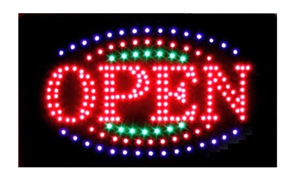 LED Schild OPEN 9 48x25cm für Innenräume, extrem hell und Produktbild 