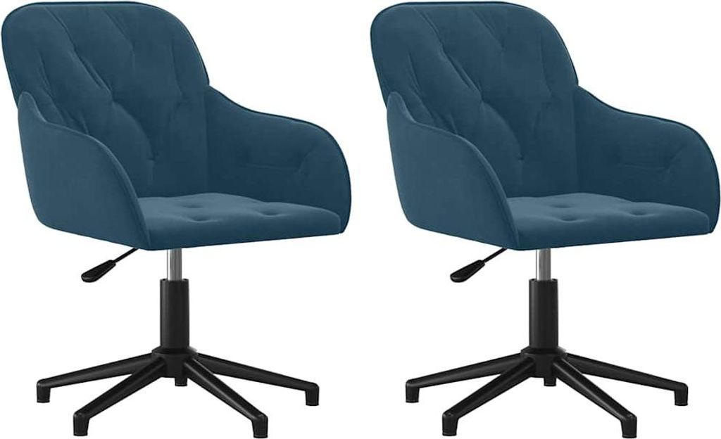 vidaXL Esszimmerstühle 2 Stk. Drehbar Blau Samt