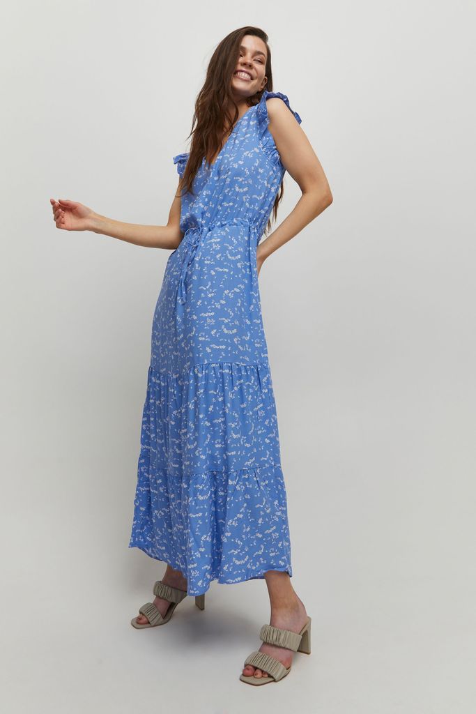 b.young BYMMJOELLA FRILL DRESS - Damen Freizeitkleid mit V-Ausschnitt, Ärmellos, A-Linie, Loose-Fit Passform