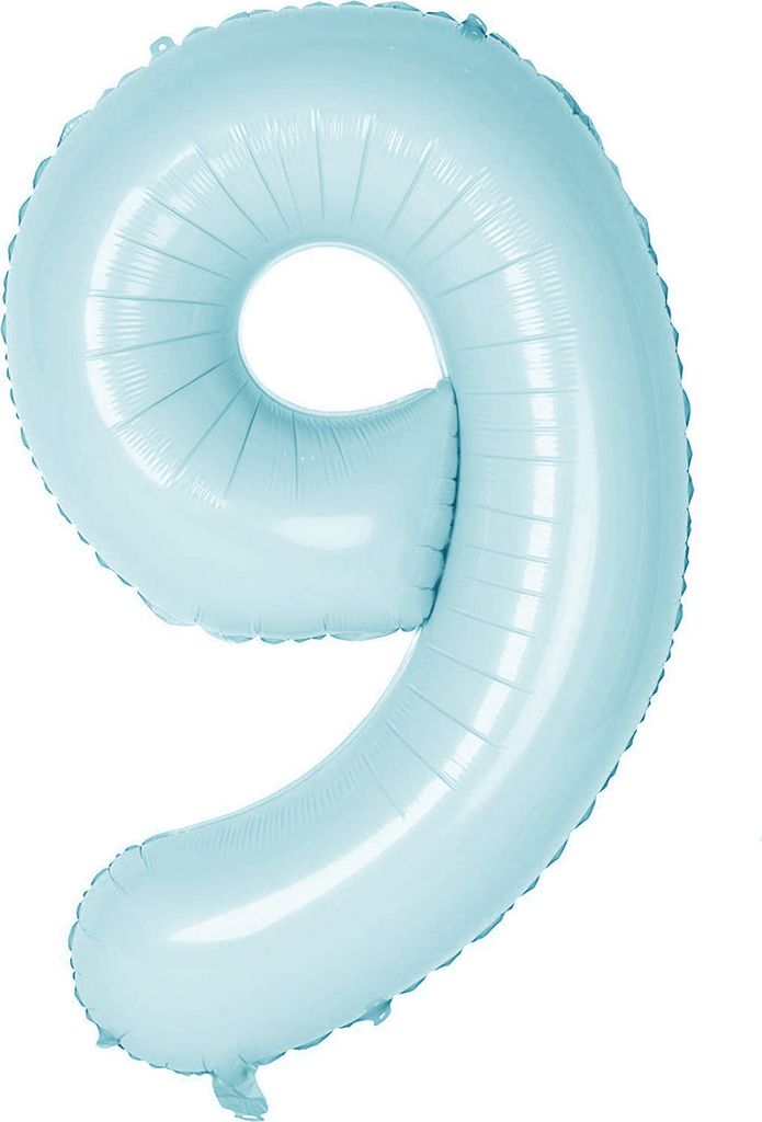 Oblique Unique Folien Luftballon mit Zahl 9 für Kinder Geburtstag Junge Jungen Jubiläum Party Deko Ballon hellblau