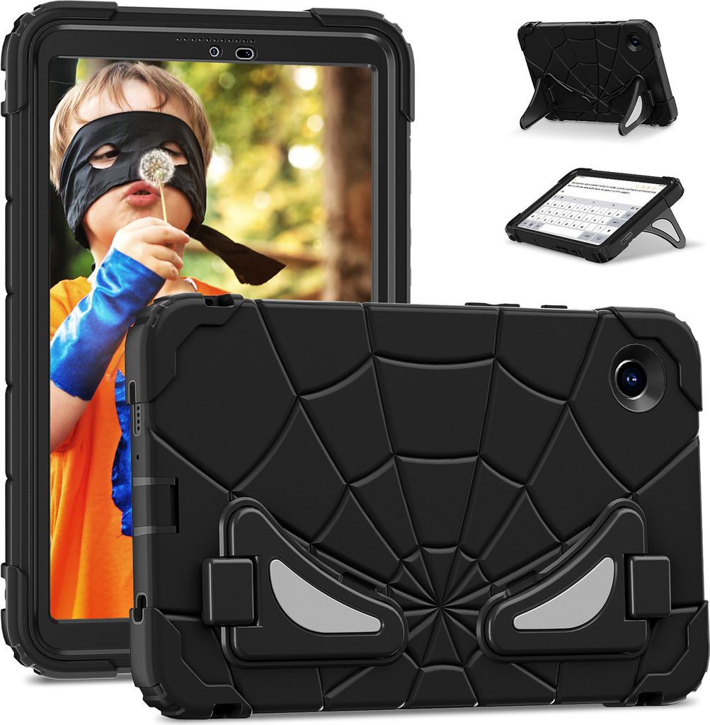 Schutzhülle für Samsung Galaxy Tab A9 2023 8,7 Zoll SM-X110/X115/X117 Hülle Robuste Stoßfeste Ständer für Kinder Jungen Schwarz