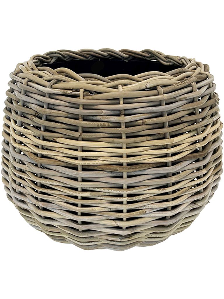 VAN DER LEEDEN DRYPOT Rattan Tina Pflanzkübel Grau Ø 55 cm - Sylter Körbe