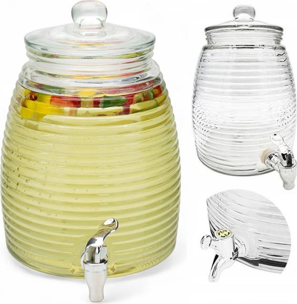 Słój Szklany z Kranikiem 5L na Lemoniadę Beczka Wieczkiem Zdjęcie produktu 