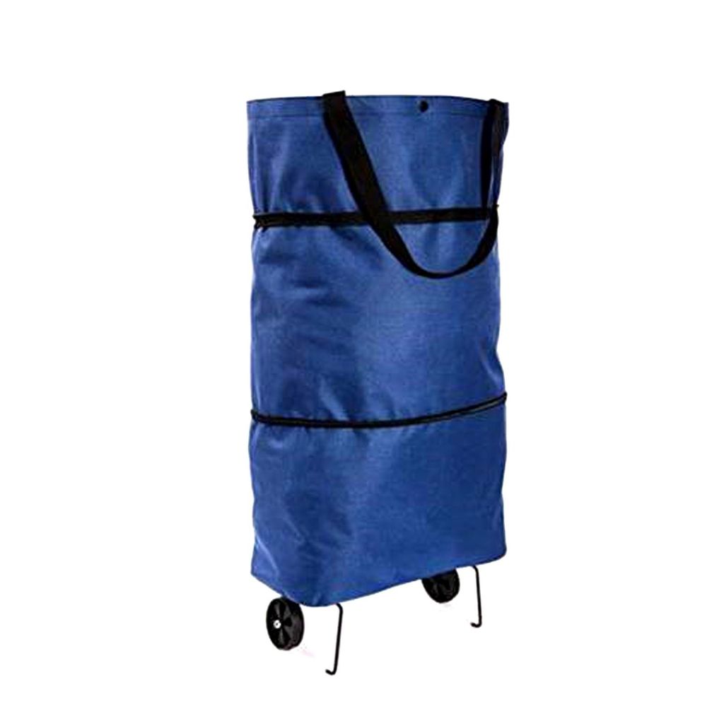 2in1 Einkaufstasche und Einkaufsroller Blau Klappbar Produktbild 