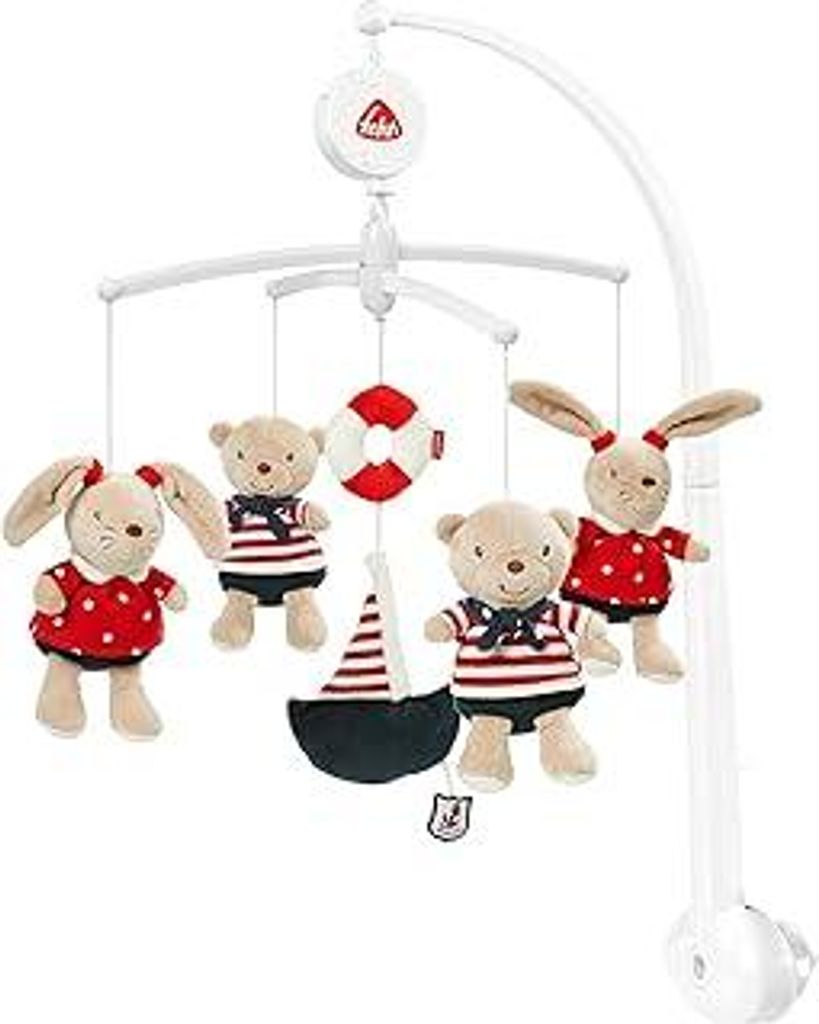 Fehn Musik Mobile Ocean Club - Baby Einschlafhilfe Musikspielzeug mit süßen Tieren - Babymobile Spieluhr Melodie Der Mond ist aufgegangen - Musik...