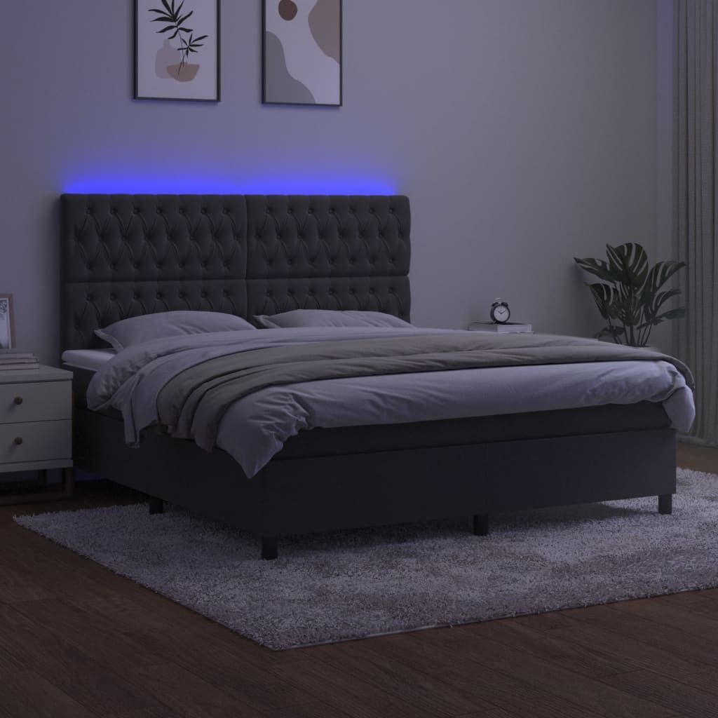 Maison Exclusive - Boxspringbett mit Matratze & LED Dunkelgrau 180x200 cm Samt