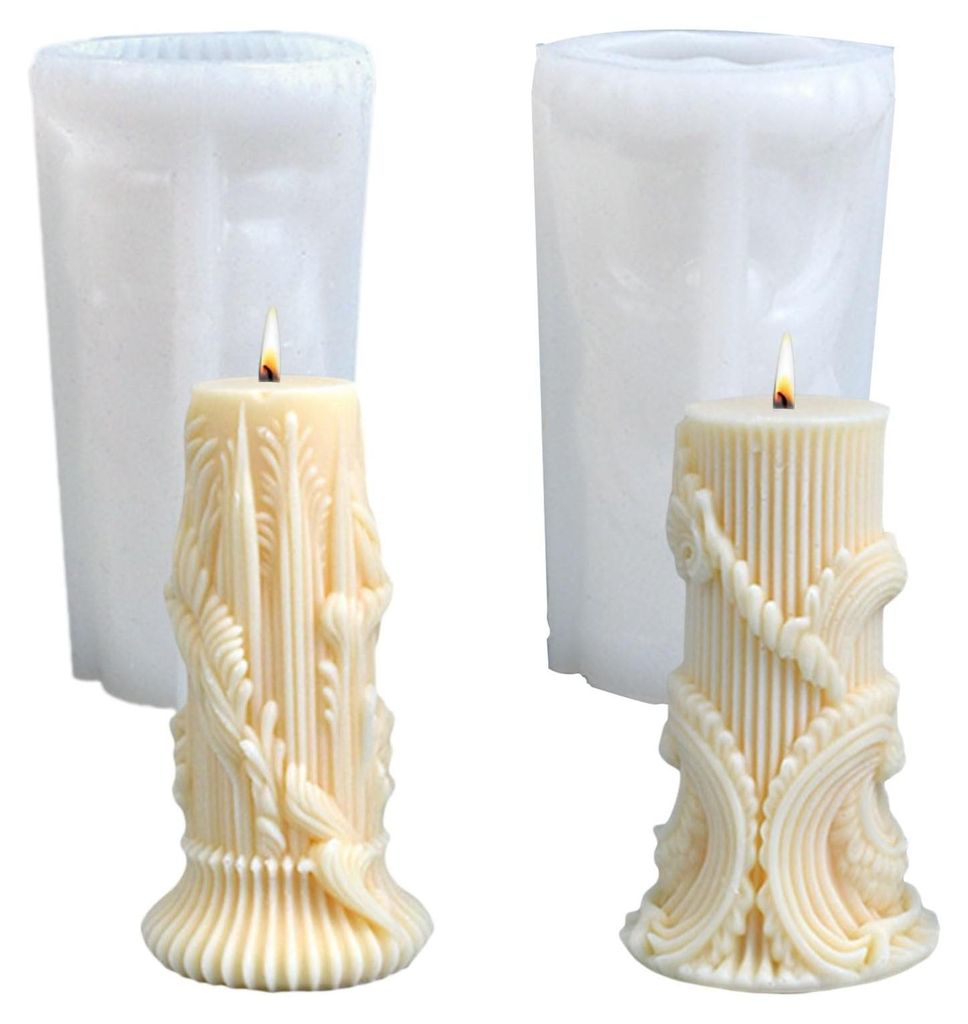 Zweiteilige Silikon-Kerzenformen, zylindrische Silikon-Kerzenformen, handgefertigte 3D-Silikonformen für selbstgemachte Duftkerzen und Weihnachtsd...