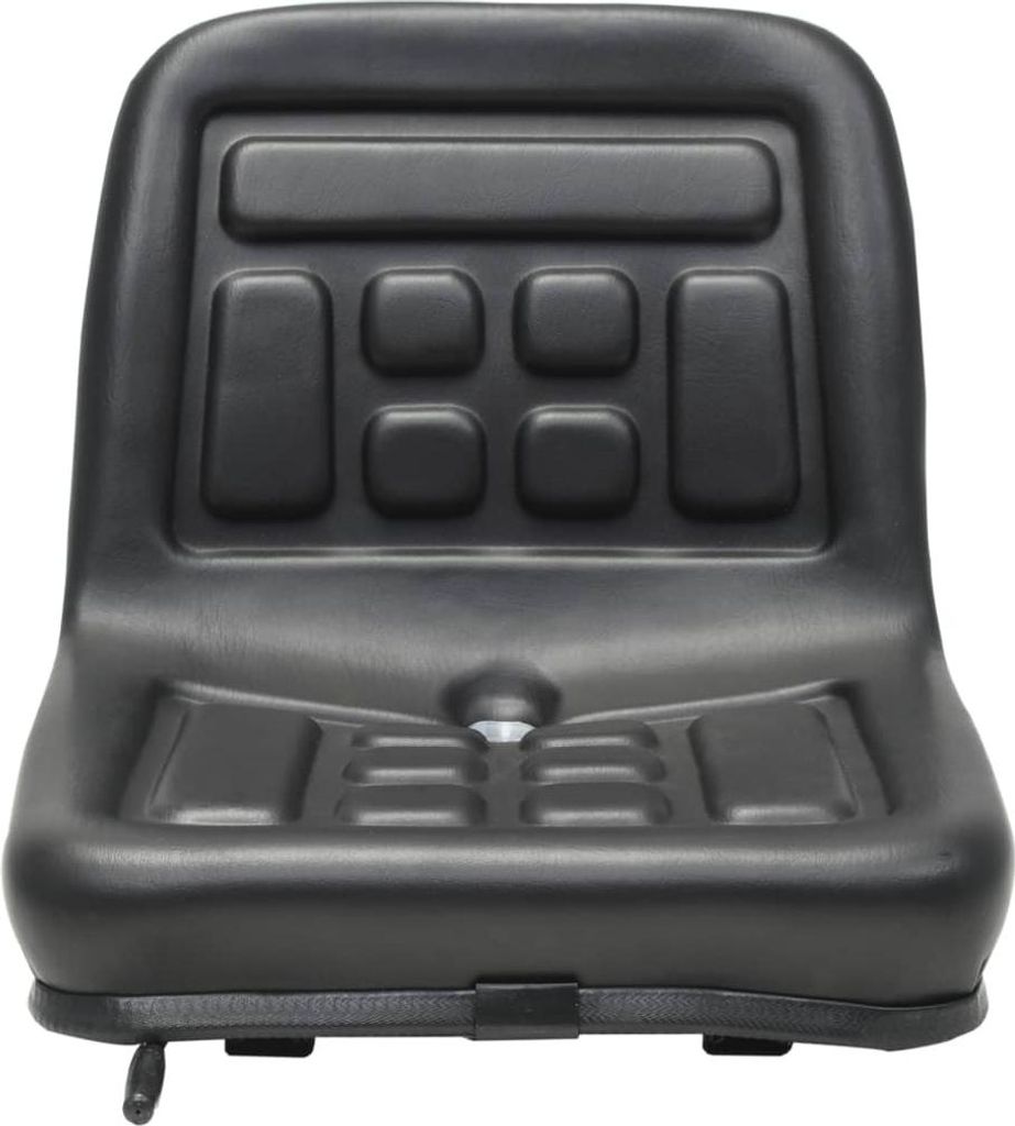 A black tractor seat shown from the front on a white background.