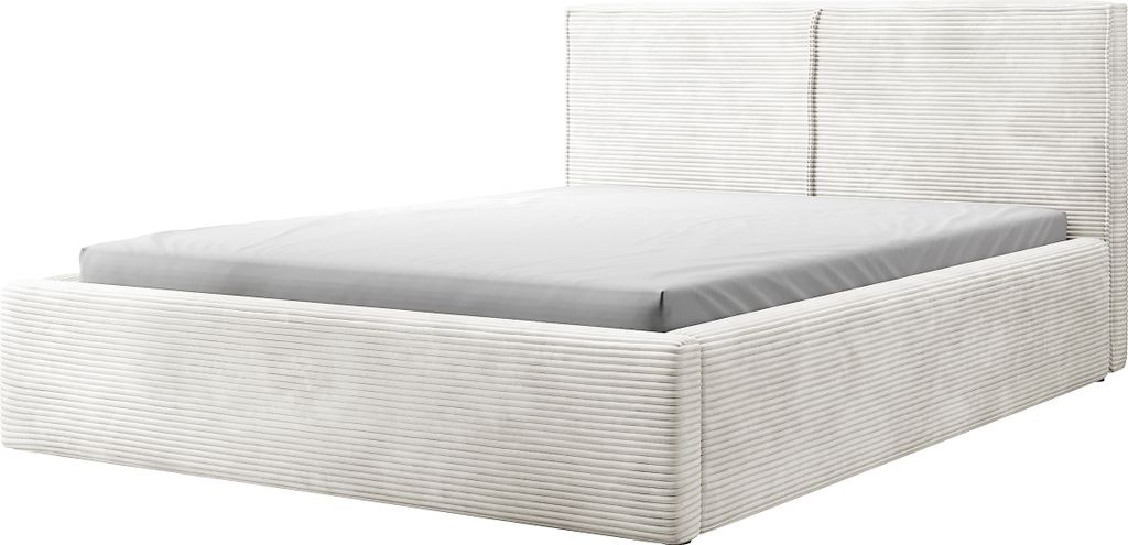 Selsey Doppelbett Farese - Bett mit Polsterrahmen, Cordbezug 140 cm, grau-beige