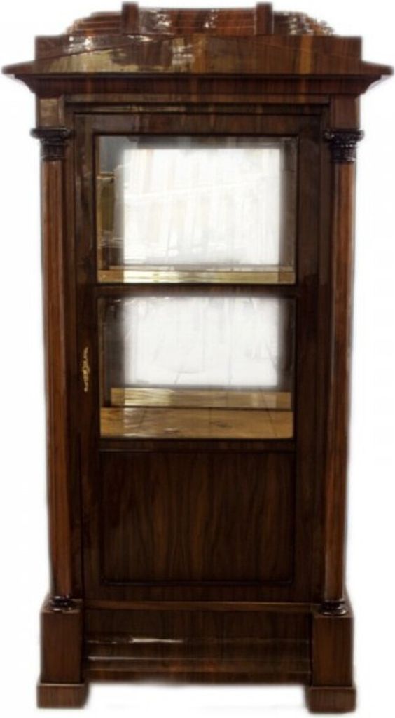 Casa Padrino Biedermeier Vitrine in Mahagoni - Vitrinenschrank - Wohnzimmerschrank - Art Deco Barock