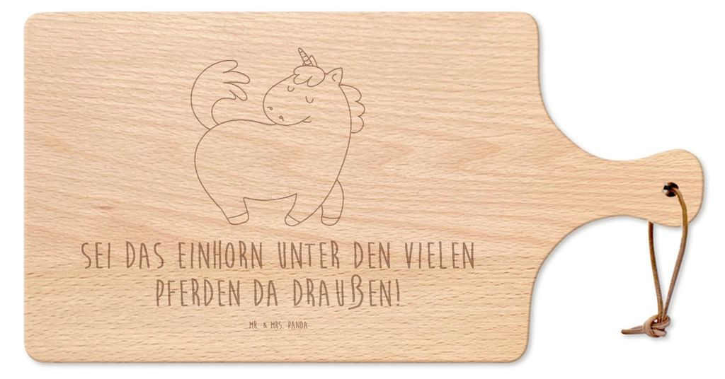 Mr. & Mrs. Panda Frühstücksbrett Einhorn Stolzieren - Transparent - Geschenk, Holzbrett, Anders, Frühstücksbrettchen, holzschneidebrett, Pferd,...