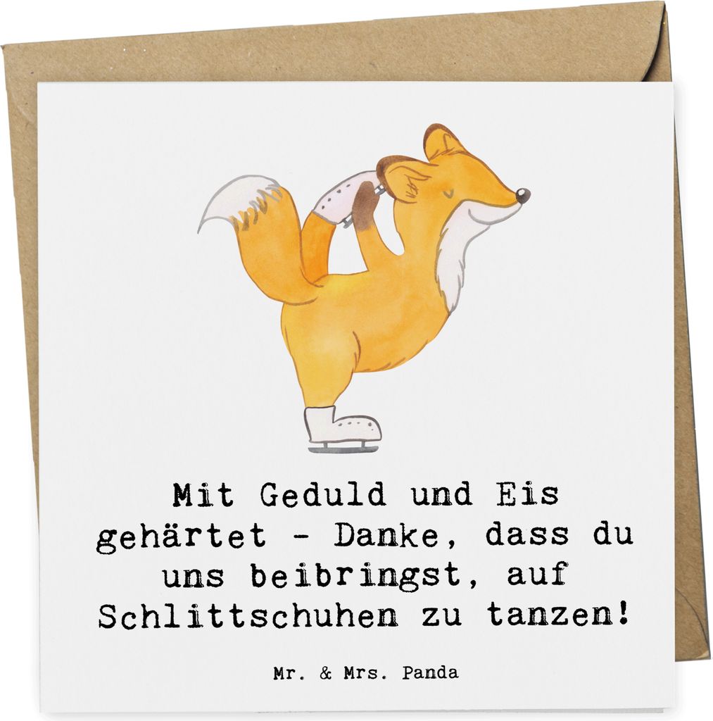 Mr. & Mrs. Panda Grußkarte Eiskunstlauf Trainerin - Weiß - Geschenk, Lehrerin, Klappkarte, Sportart, Sprünge, Glückwunschkarte, anlasskarte, fa...