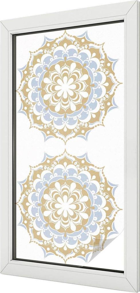 Buntglas Fensterfolie – 100x50 cm – Stained-Glass Design – blickdichte dekorative Sichtschutzfolie – selbstklebend, UV-Schutz – Boho-Mand...