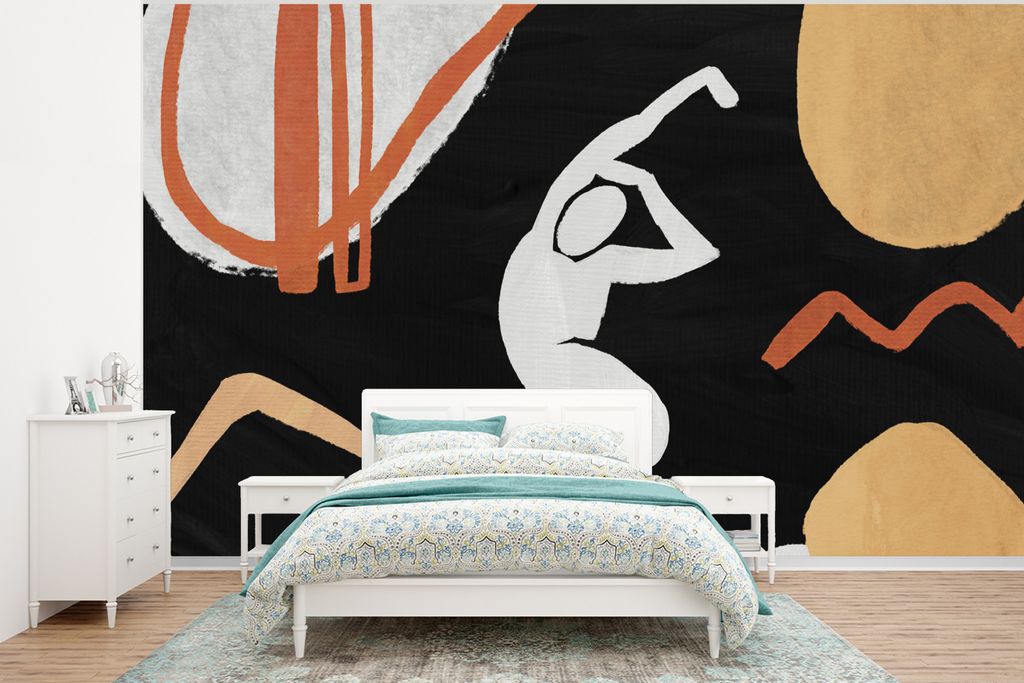 MuchoWow Fototapete für Wohnzimmer oder Schlafzimmer Wandtapete Vinyl Motivtapete Kunst - Abstrakt - Menschen - 350x260 cm - Wohnzimmer-Tapete