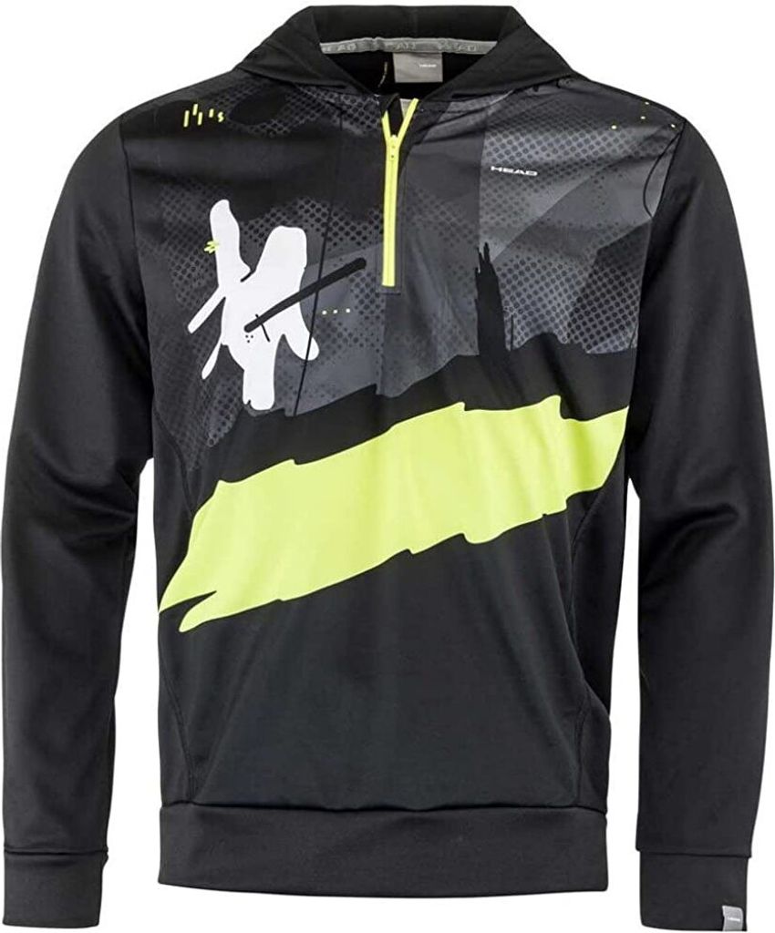 HEAD Uni Kinder Race Hoodie Print Junior Sweatshirts Schwarz Gelb XS