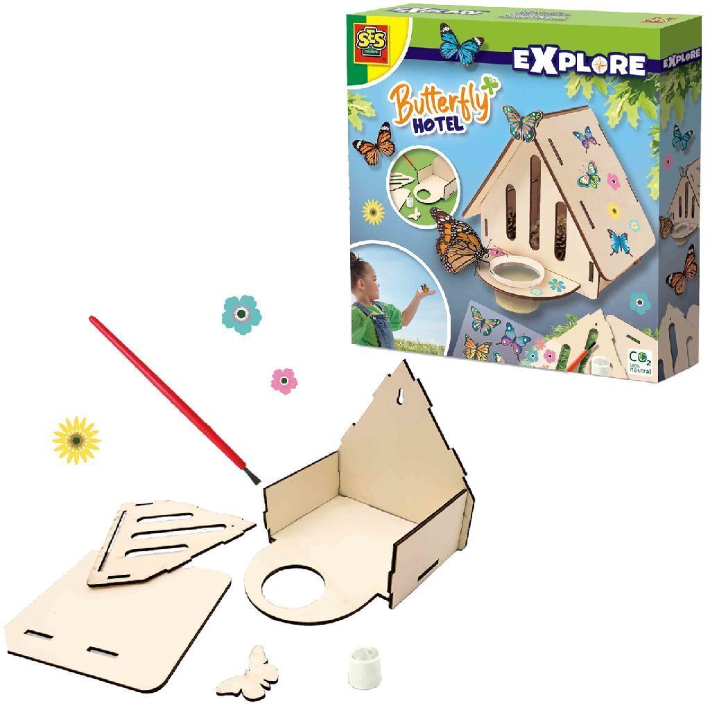 SES Creative Explore 25204 - Schmetterlingshotel, Schmetterlingshaus Bausatz aus Holz für Kinder ab 5 Jahren, Technik-Bausatz, Erwachen, 5 Jahr(e)...