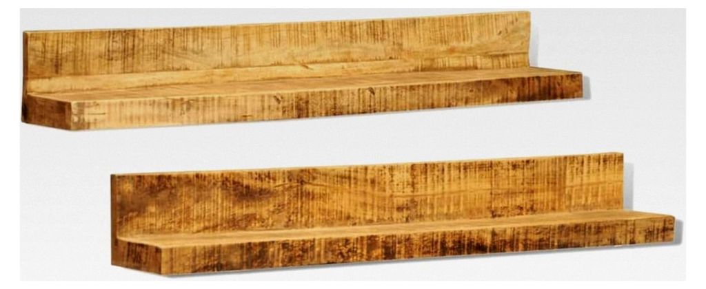 Massives Holzregal mit Wandhalterung, 2 Stück