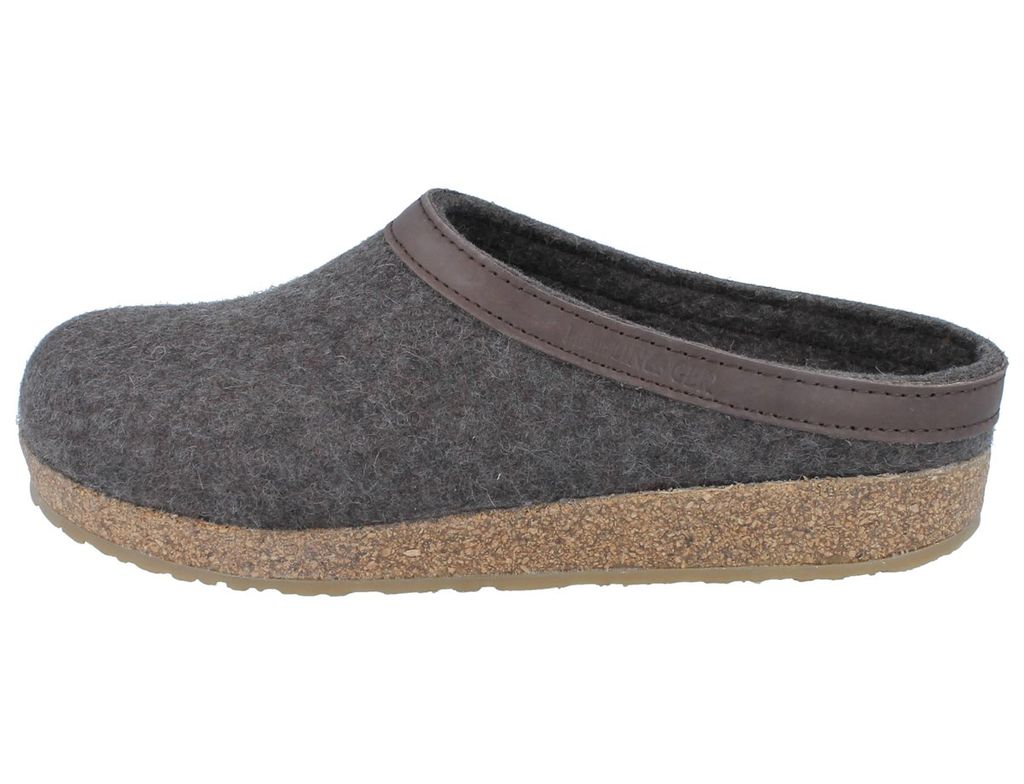 Haflinger Damen Herren Hausschuh Pantoffel Grizzly Torben Wolle 713001, Größe:46 EU, Farbe:Braun